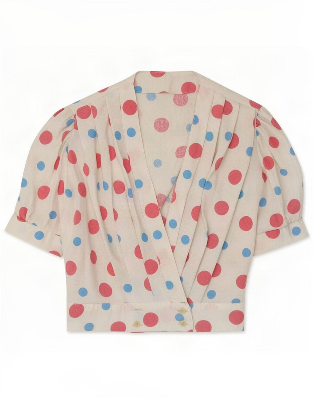 Camicetta vintage da donna Top UK 10 piccola bianca maculata