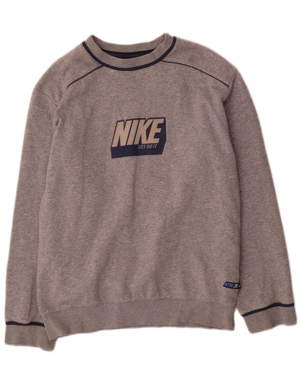 Nike Boys Graphic Sweatshirt Jumper 12-13 Years Large Grey Flecked