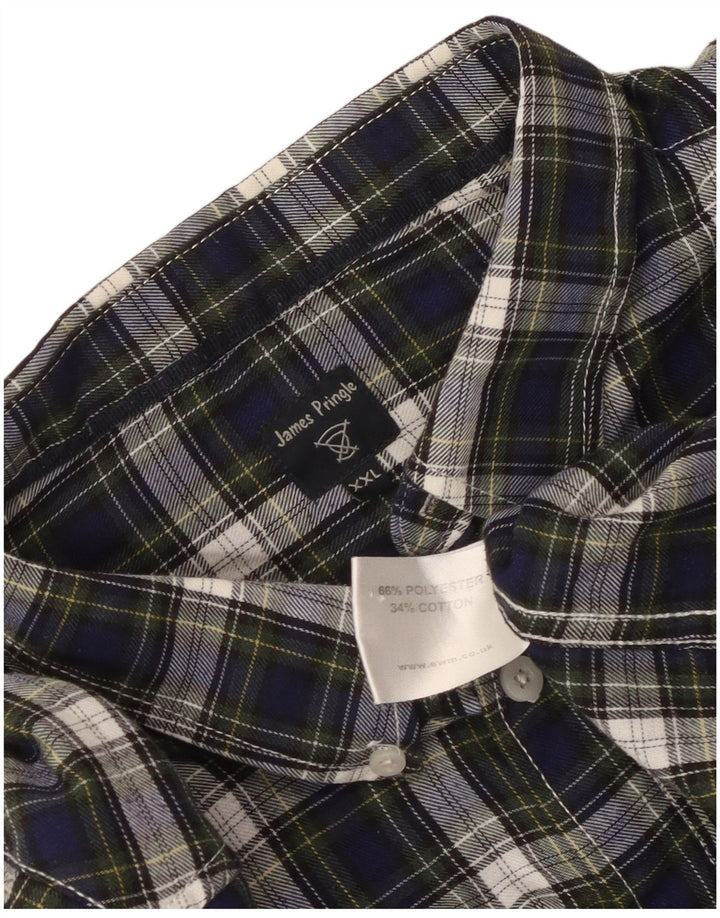 Camicia in flanella da uomo James Pringle 2XL Poliestere a quadri blu navy