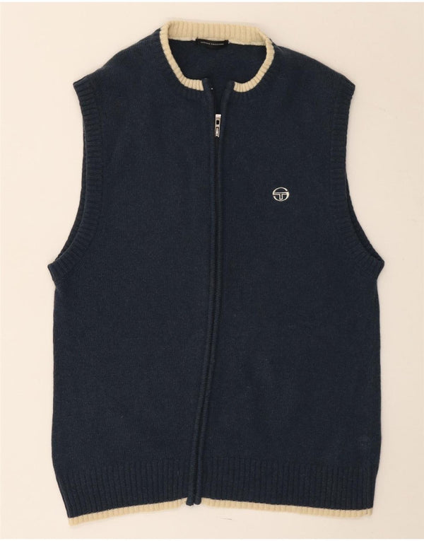 Maglione cardigan senza maniche da donna Sergio Tacchini UK 12 Medio Blu Navy