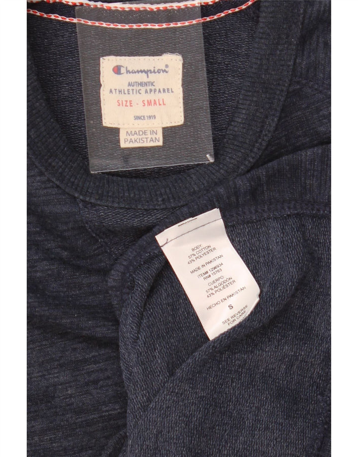 CHAMPION Mens Sweatshirt Jumper Small Navy Blue Flecked Cotton