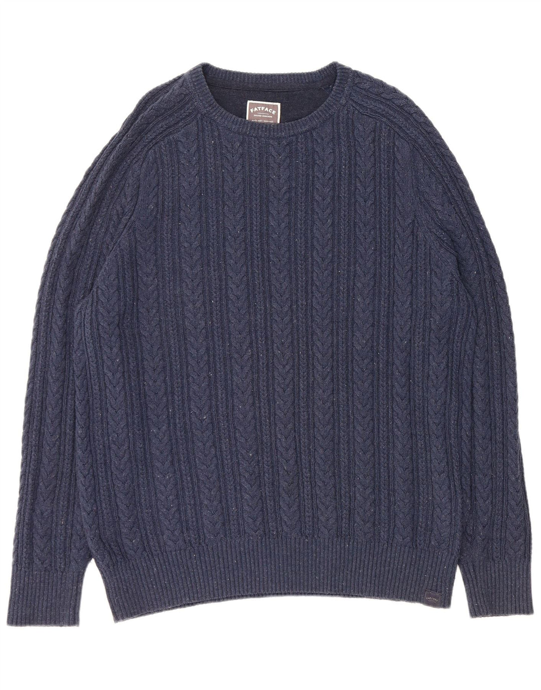 FAT FACE Maglione da uomo con scollo a barca XL in cotone screziato blu navy