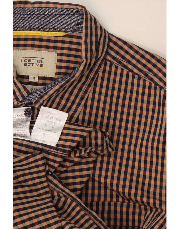 Camicia da uomo Regular Fit Camel Active in cotone a quadretti marrone medio