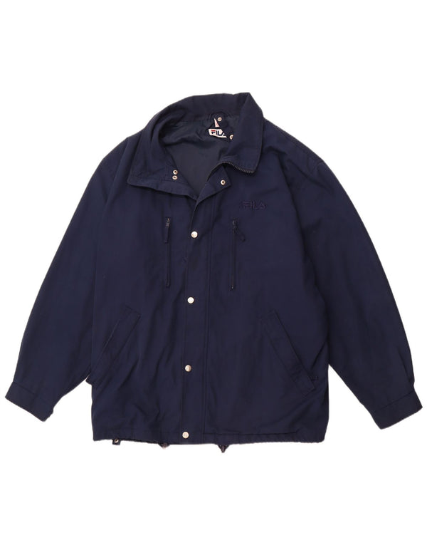 Giacca antipioggia da uomo FILA UK 40 Large in poliestere blu navy