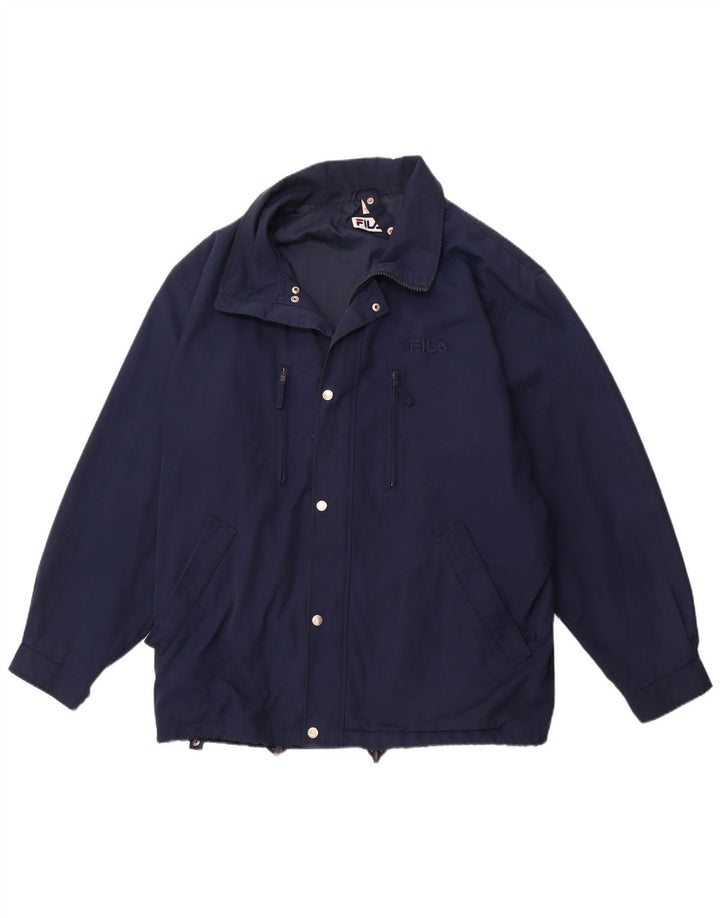 Giacca antipioggia da uomo FILA UK 40 Large in poliestere blu navy