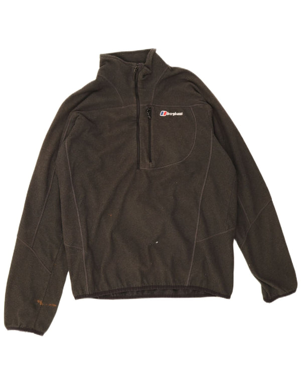 Maglione in pile da uomo Berghaus con zip e collo, grande, in poliestere chiazzato verde