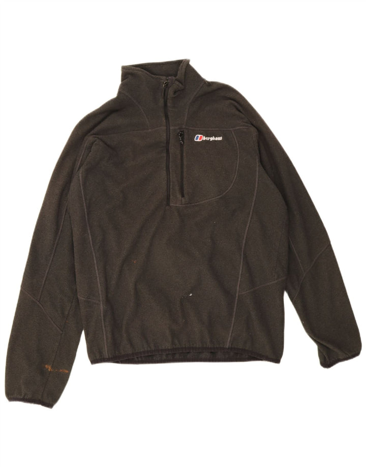 Maglione in pile da uomo Berghaus con zip e collo, grande, in poliestere chiazzato verde
