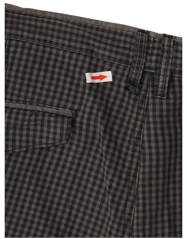 Pantaloncini chino da uomo Vans W36 grandi in cotone a quadretti grigi