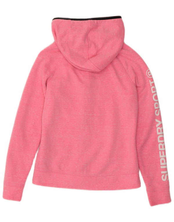 Maglione con cappuccio e zip grafica da donna vestibilità ampia SUPERDRY UK 6 XS rosa screziato