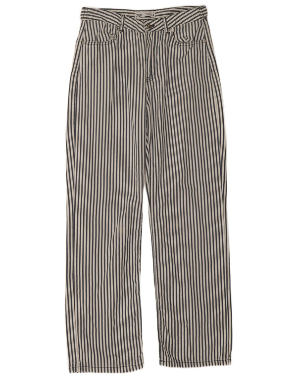 Pantaloni casual dritti da donna Zara EU 38 Small W28 L31 a righe blu