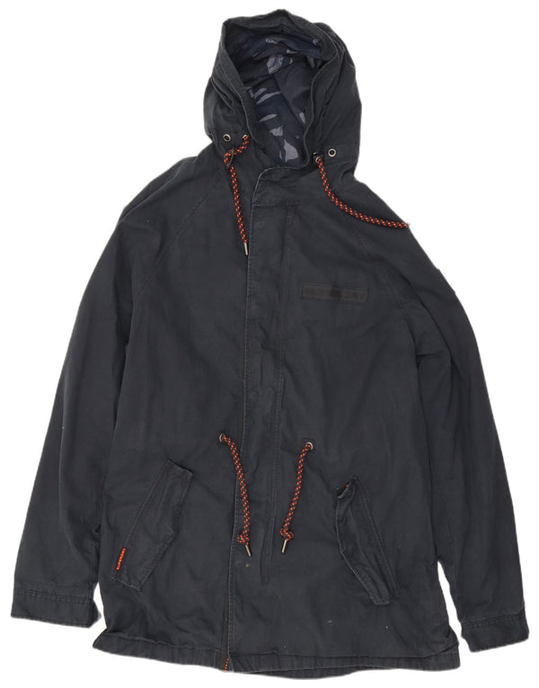 Giacca parka da uomo con cappuccio Superdry UK 46 3XL cotone blu navy