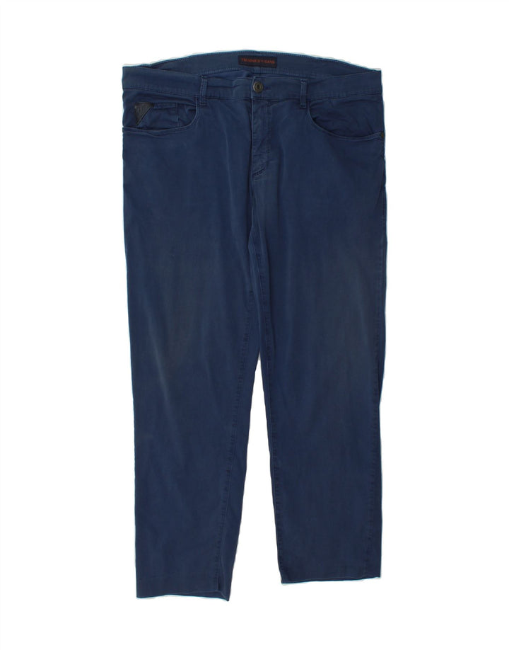 TRUSSARDI Mens Straight Casual Trousers W38 L28 Blue Vintage Trussardi and Second-Hand Trussardi from Messina Hembry 