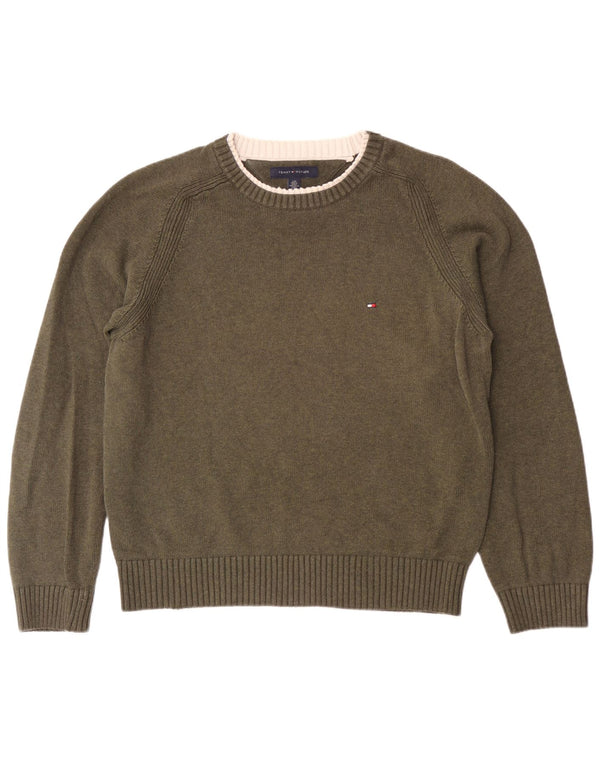 Maglione maglione girocollo da uomo Tommy Hilfiger grande cotone kaki