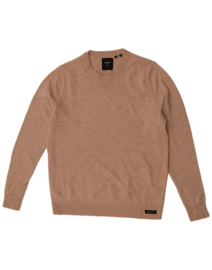 Maglione da uomo girocollo Superdry in lana d'agnello beige medio