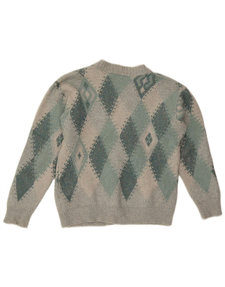 Maglione cardigan da uomo Gran Sasso Grigio medio Argyle/Diamond Wool
