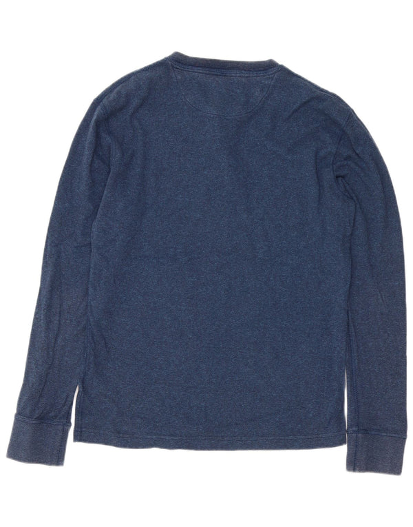 Superdry Mens Top Long Sleeve Large Navy Blue Flecked Cotton