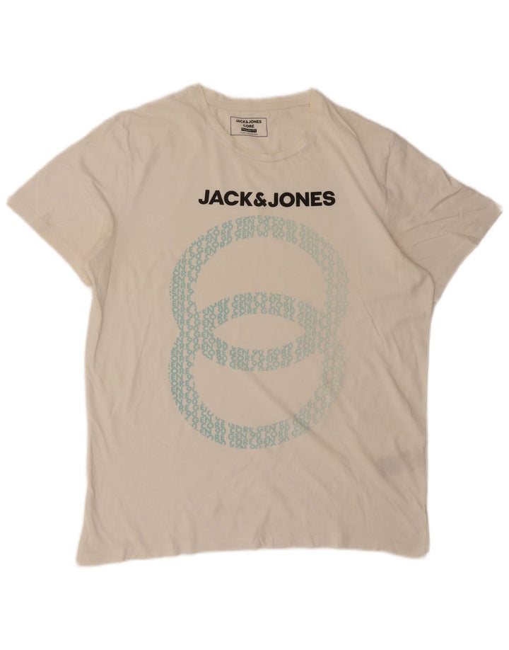 T-shirt grafica da uomo con vestibilità regolare Jack & Jones, cotone bianco medio
