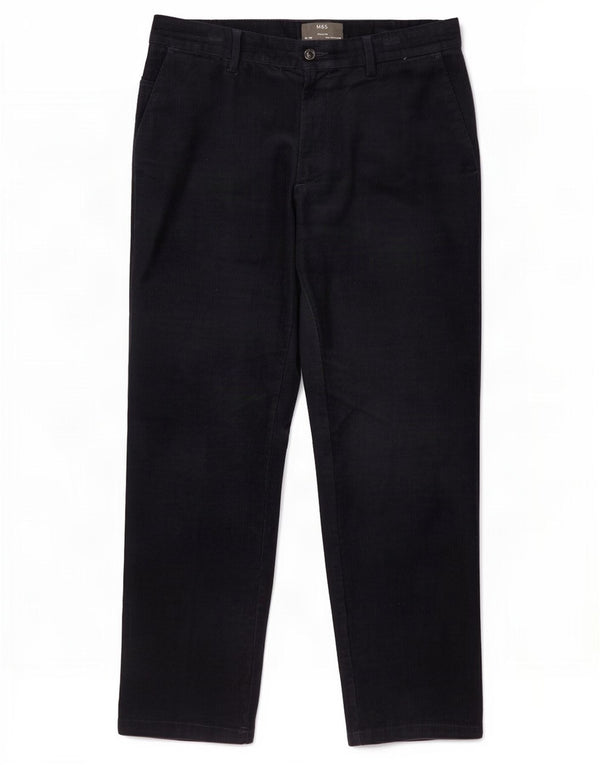 Pantaloni di velluto a coste vestibilità regolare da uomo Marks & Spencer W32 L29 cotone blu navy