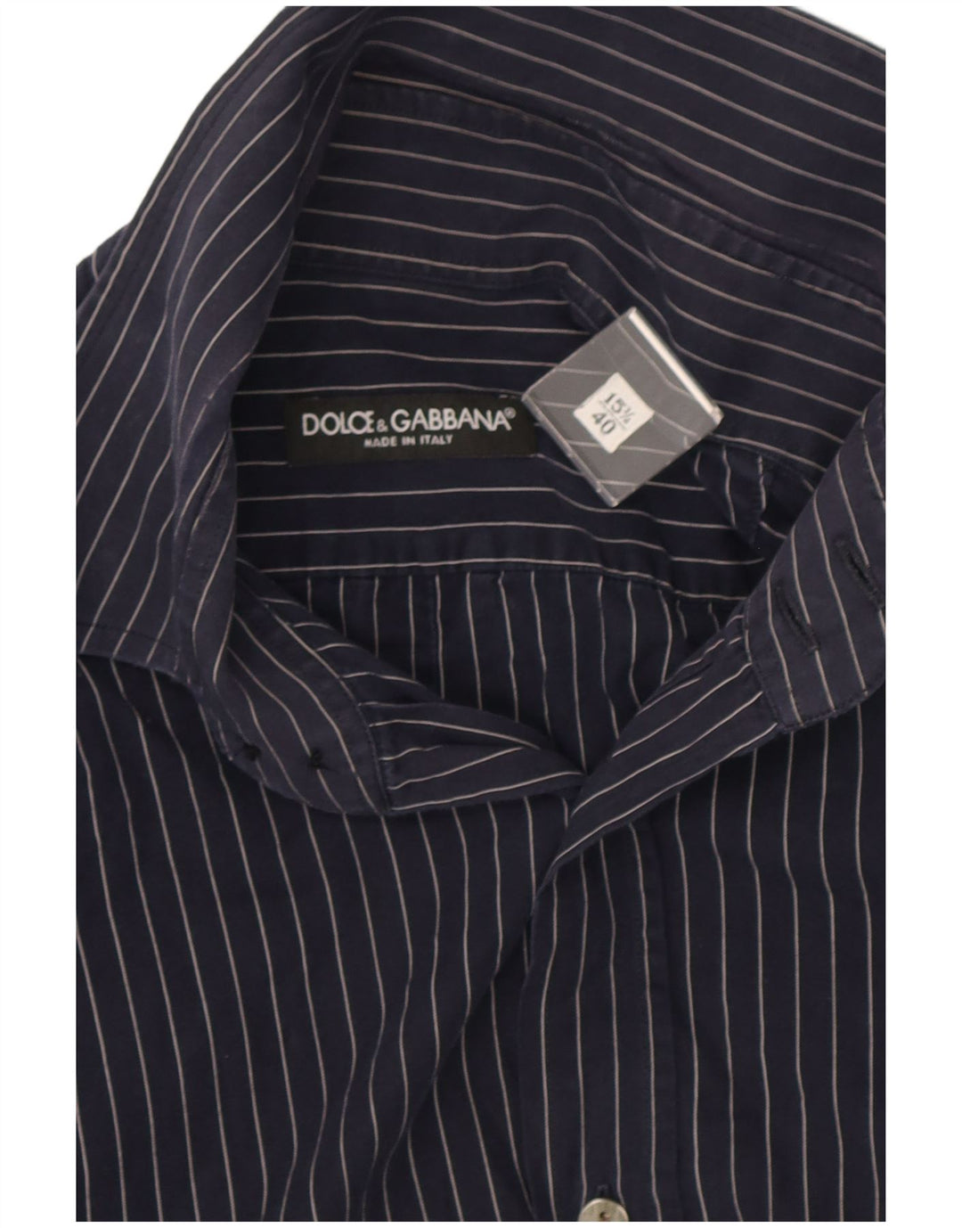 Camicia da uomo Dolce & Gabbana taglia 40 15 3/4 gessato medio blu navy