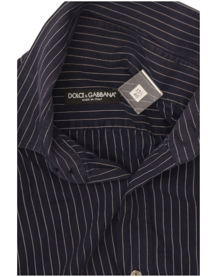 Camicia da uomo Dolce & Gabbana taglia 40 15 3/4 gessato medio blu navy
