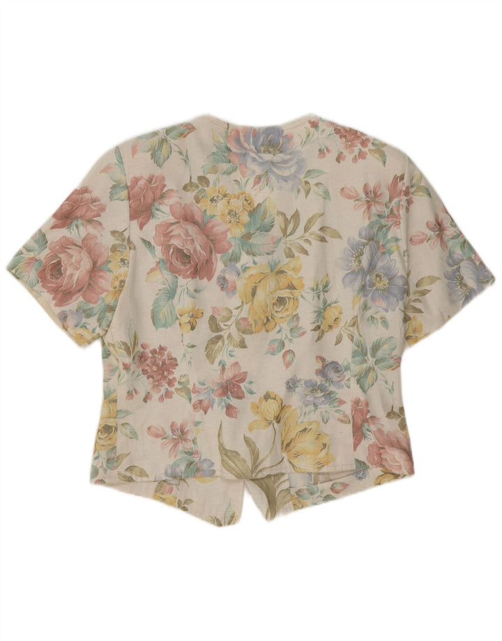 Camicetta camicia vintage da donna UK 12 floreale multicolore medio