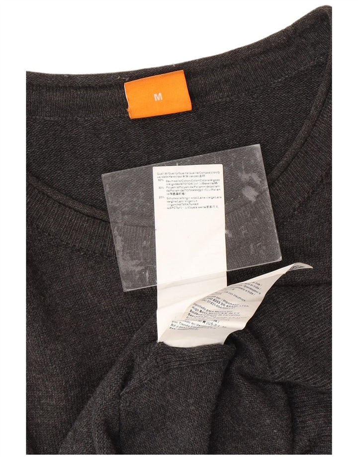 Maglione maglione girocollo da uomo HUGO BOSS in cotone grigio medio