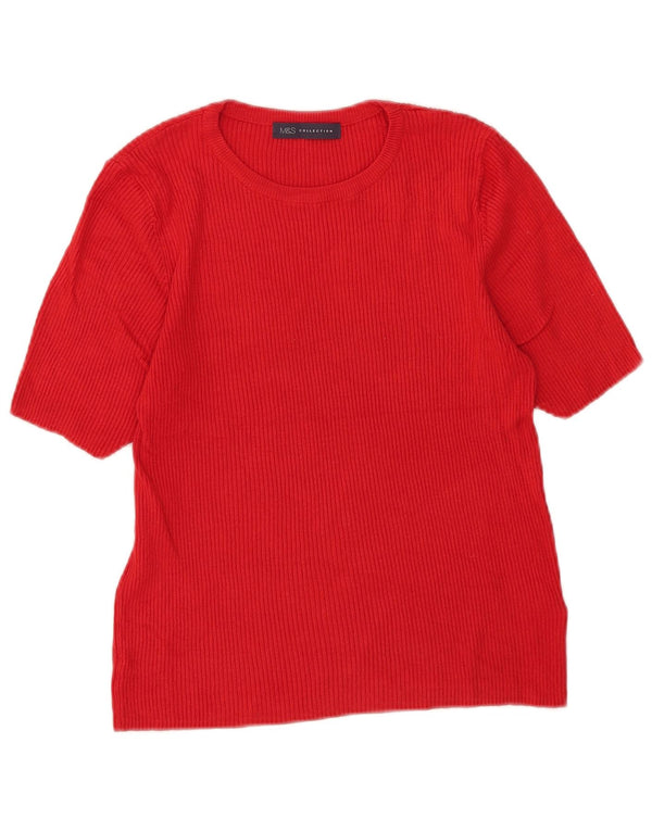 T-shirt corta da donna Marks & Spencer UK 16 grande rossa in viscosa
