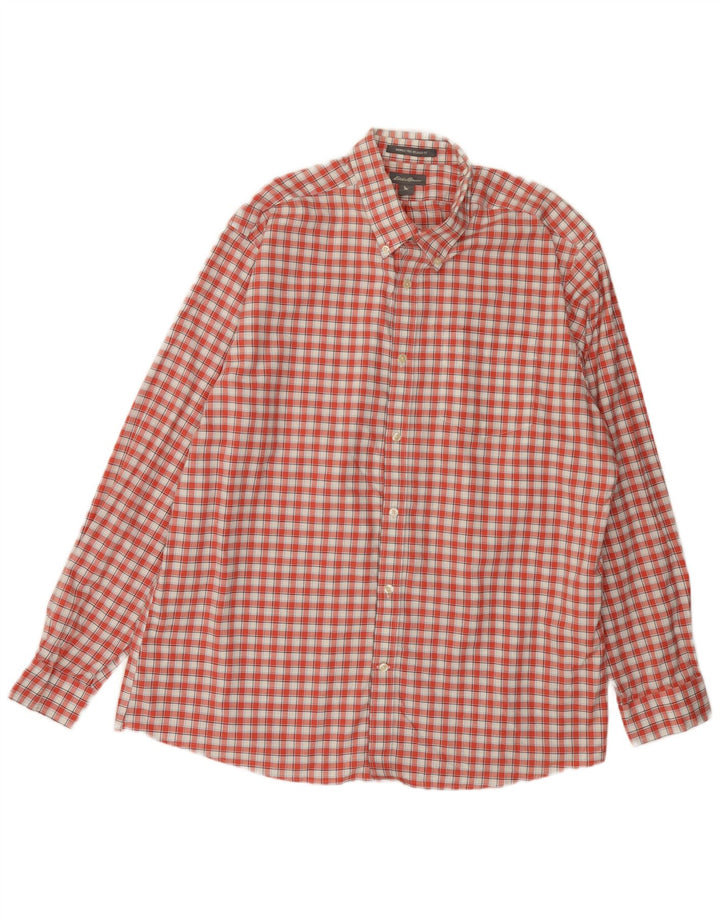 Camicia da uomo dalla vestibilità rilassata Eddie Bauer XL in cotone a quadri rossi