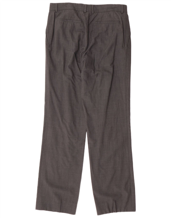 Pantaloni da abito dritti da uomo HUGO BOSS IT 52 XL W34 L34 Lana vergine grigia