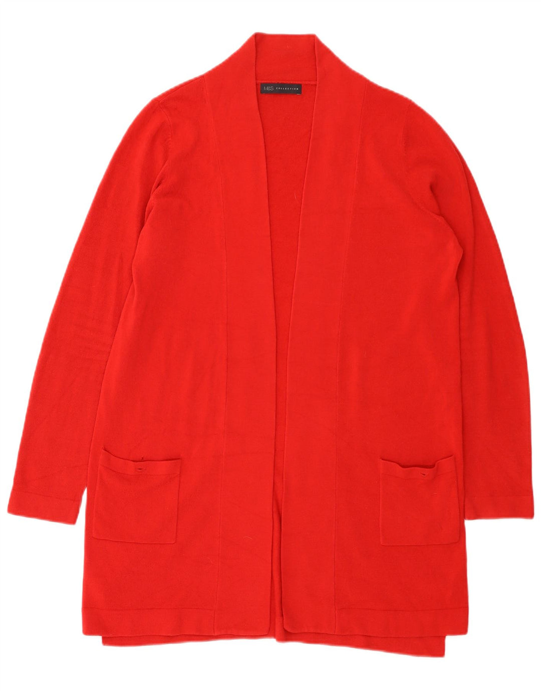 Maglione cardigan aperto lungo da donna Marks & Spencer UK 16 grande rosso