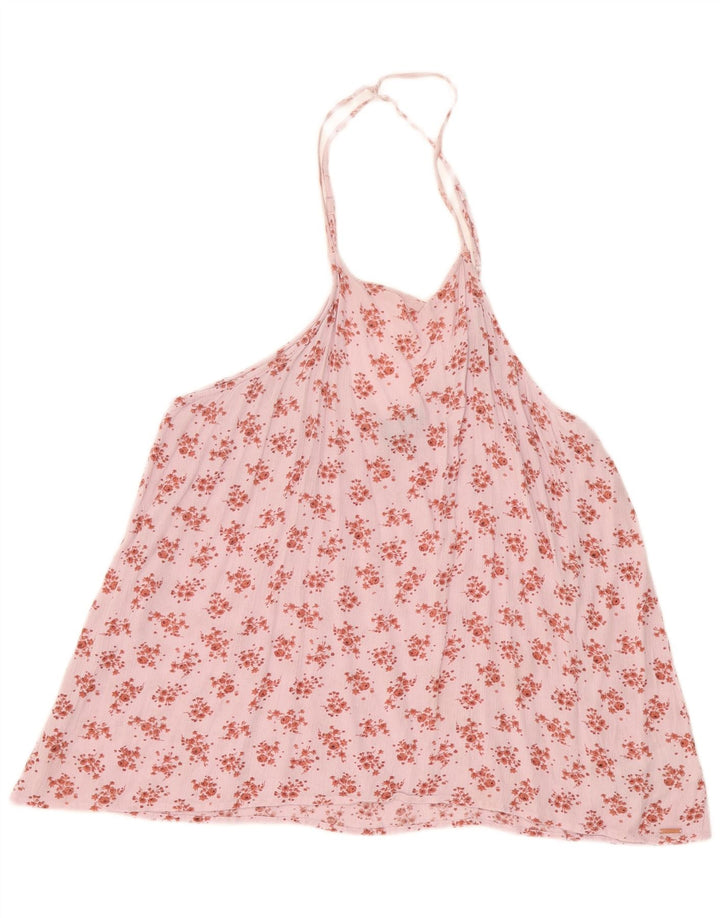 Volcom Womens Halter Top UK 20 2XL Viscosa floreale rosa