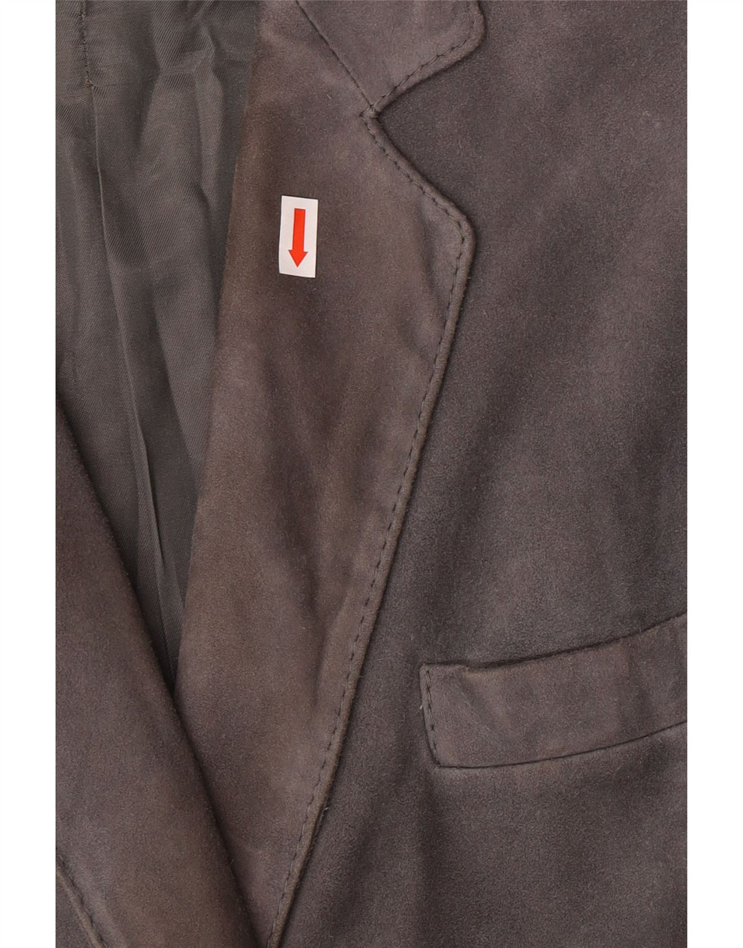 Giacca blazer doppiopetto in pelle scamosciata da donna VINTAGE UK 14 Grigio medio