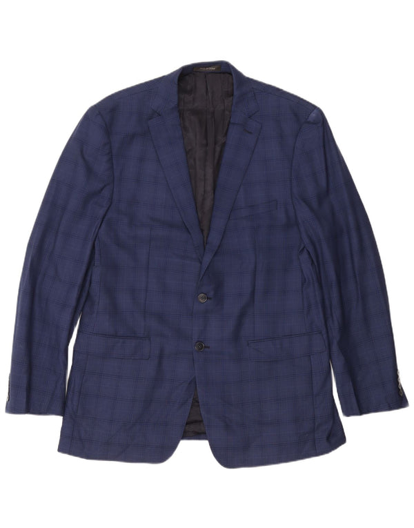 Giacca blazer a 2 bottoni da uomo Calvin Klein Jeans UK 44 2XL lana a quadri blu