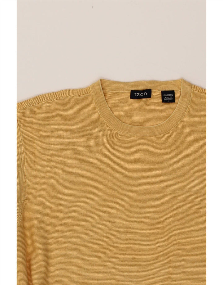 IZOD Mens Crew Neck Jumper Sweater Large Yellow Cotton Vintage Izod and Second-Hand Izod from Messina Hembry 