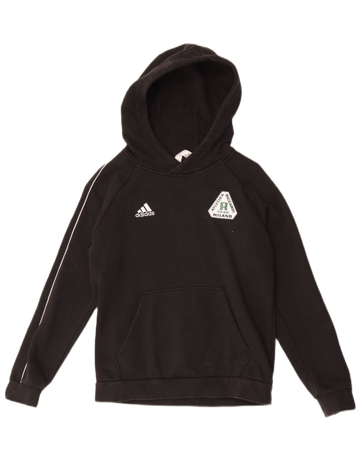 Felpa con cappuccio grafica Adidas da ragazzo 11-12 anni in poliestere nero