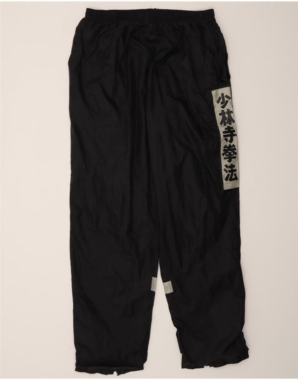 Pantaloni da tuta con grafica vintage da uomo XL in nylon color block nero