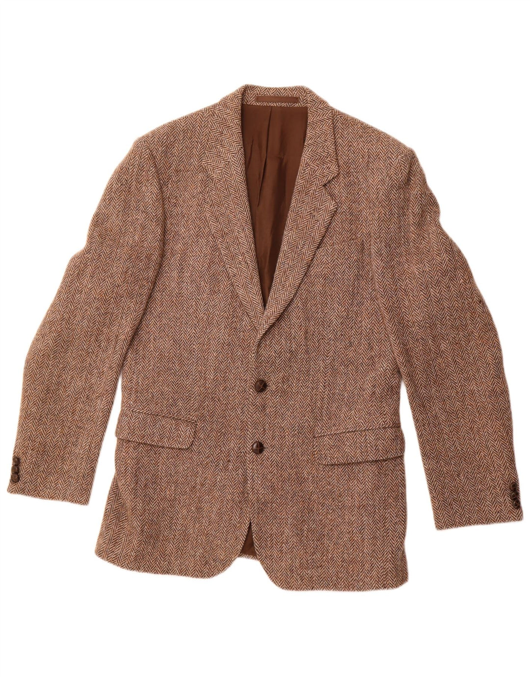 ST MICHAEL Giacca blazer da uomo a 2 bottoni UK 38 Lana a spina di pesce marrone medio