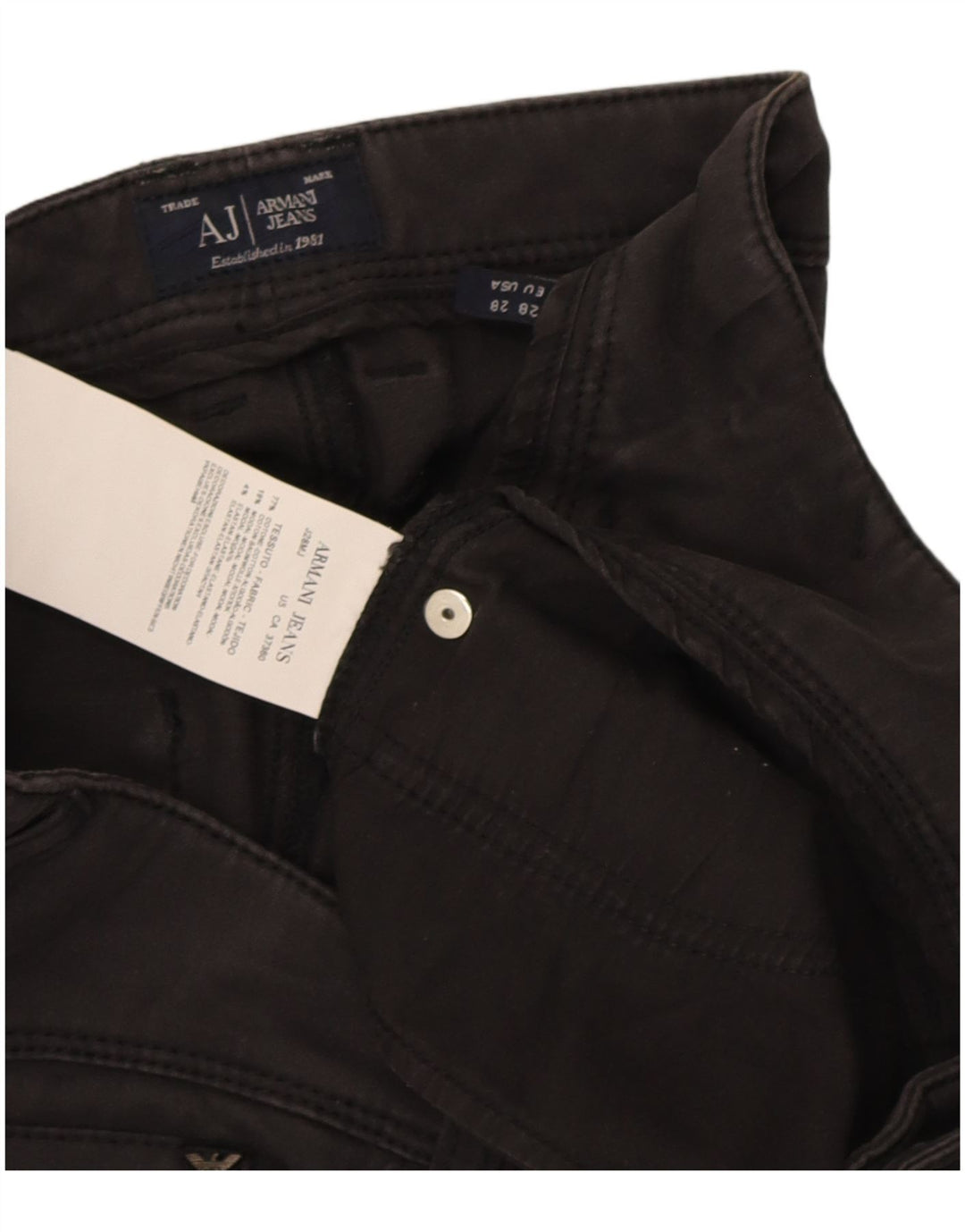Jeans slim da donna Armani W28 L28 cotone nero