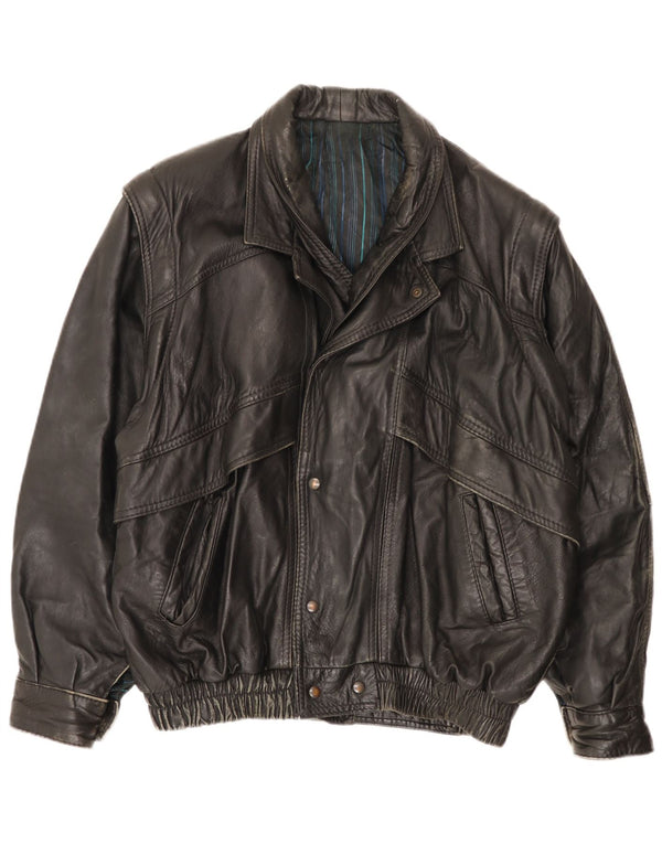 Giacca in pelle vintage da uomo UK 40 grande nera