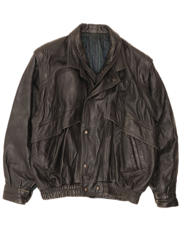 Giacca in pelle vintage da uomo UK 40 grande nera