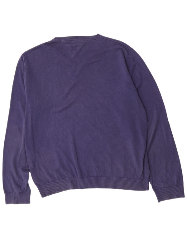 Maglione maglione con scollo a V da uomo Tommy Hilfiger 2XL cotone blu navy