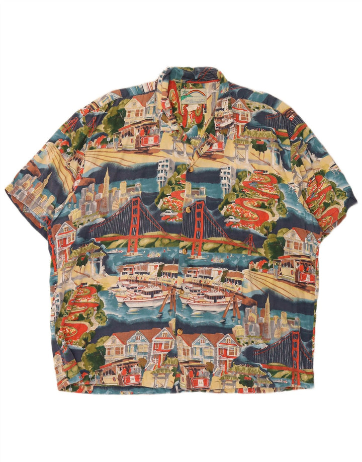 Camicia a maniche corte da uomo con motivo astratto VINTAGE XL nylon multicolore