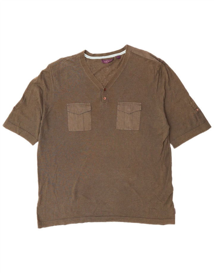 T-shirt da uomo TED BAKER taglia superiore 6 2XL cotone kaki