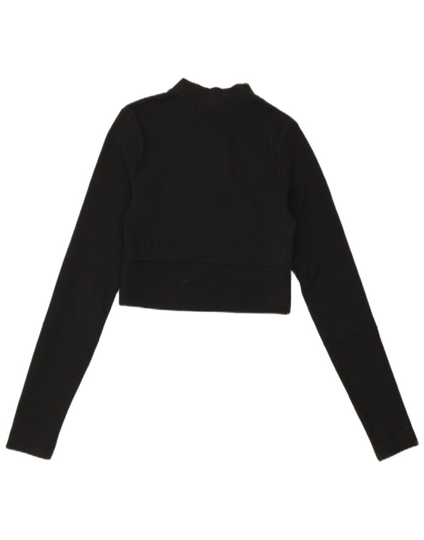 Felpa NIKE da donna con collo corto e zip, maglione UK 4 XS poliestere nero