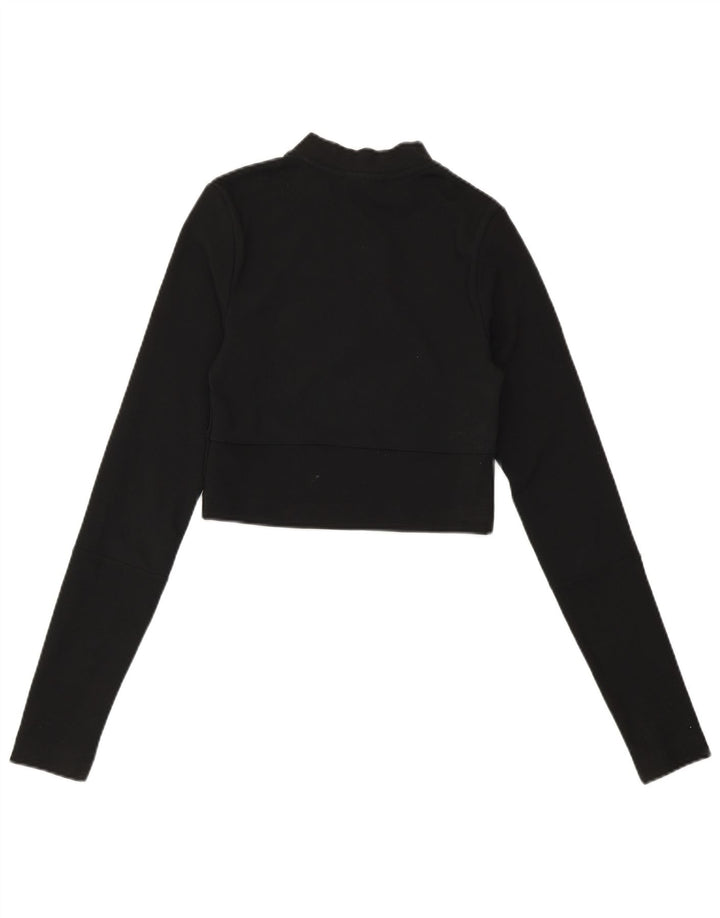 Felpa NIKE da donna con collo corto e zip, maglione UK 4 XS poliestere nero