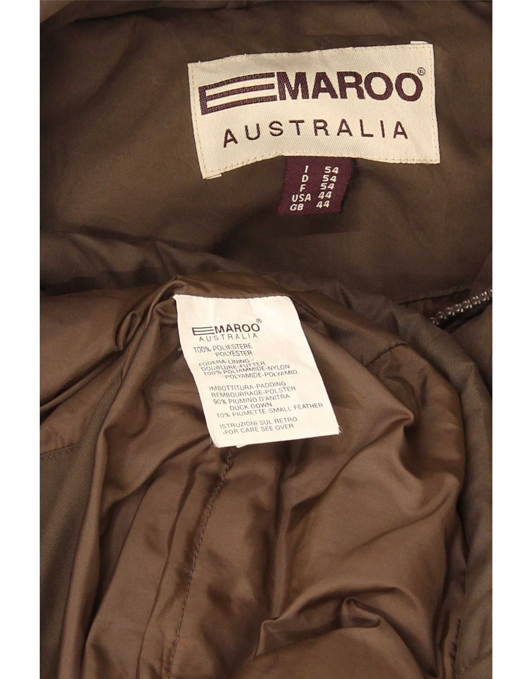 Emaroo Australia Giacca imbottita con cappuccio da uomo UK 44 2XL Poliestere marrone