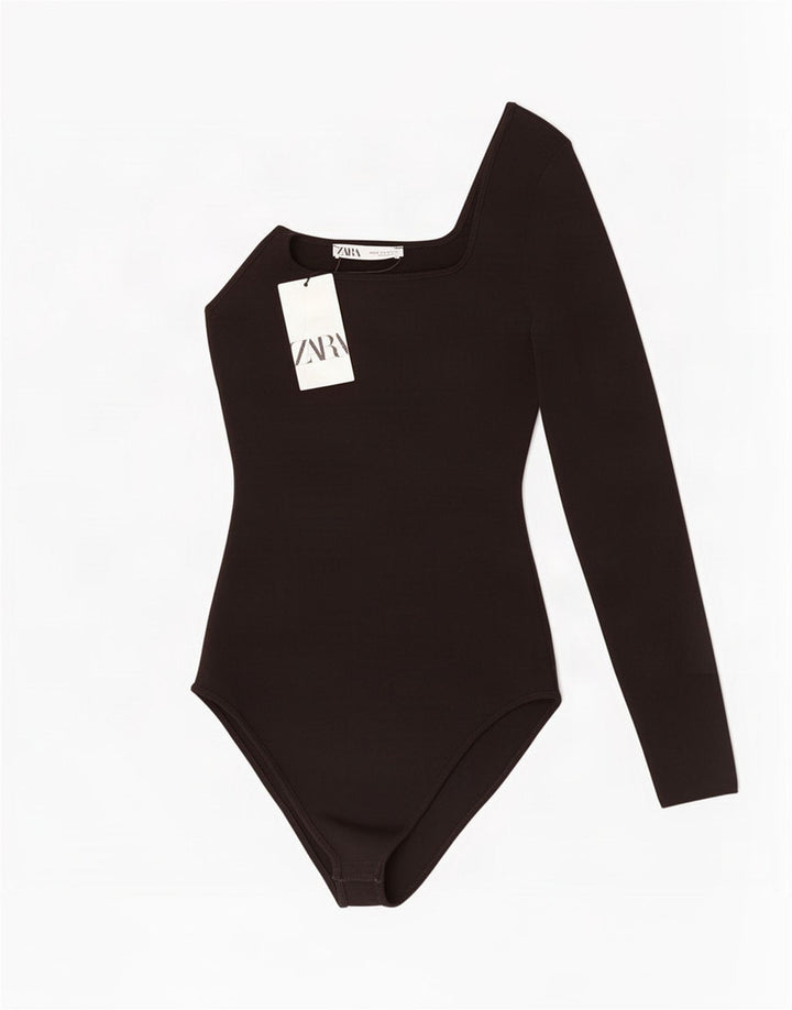 Body monospalla da donna Zara UK 12 viscosa nera media