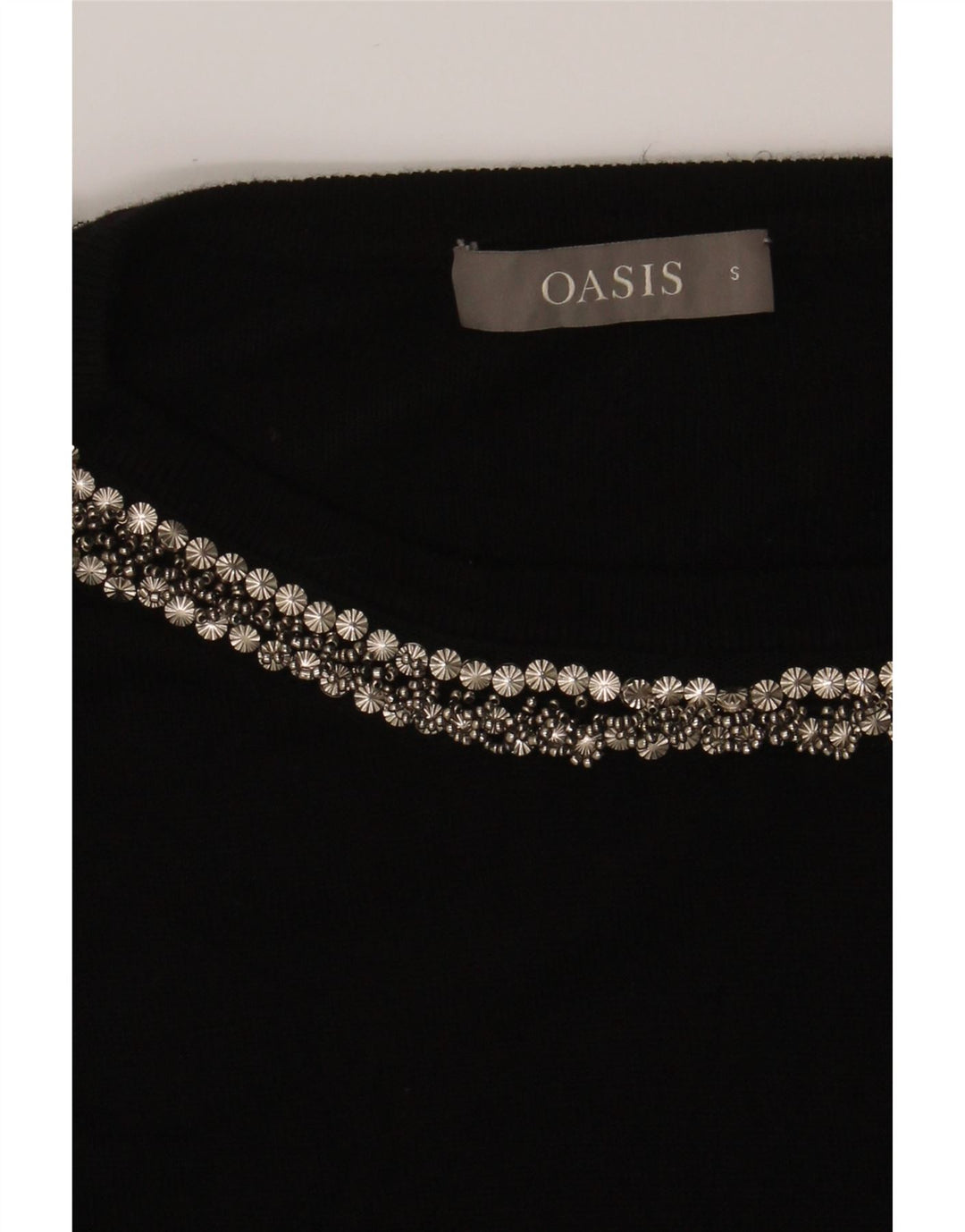 OASIS Womens Oversized Boat Neck Jumper Sweater UK 10 Small Black Viscose Vintage Oasis and Second-Hand Oasis from Messina Hembry 