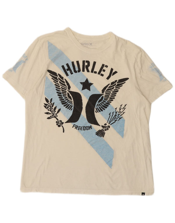 Hurley T-shirt grafica da uomo con vestibilità premium, taglia grande, in cotone bianco