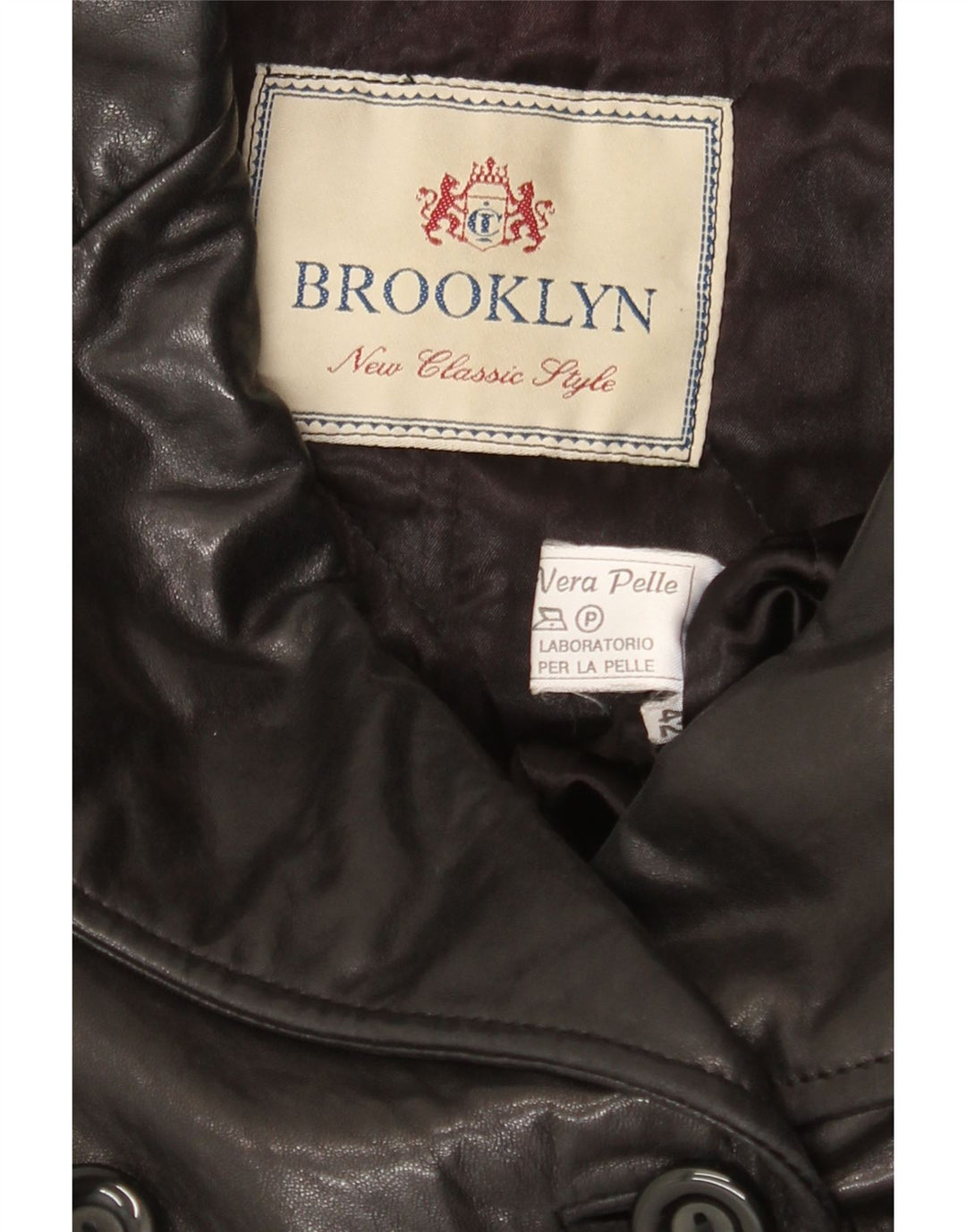 Cappotto in Pelle Doppio Petto Donna Brooklyn IT 42 Medio Pelle Nera